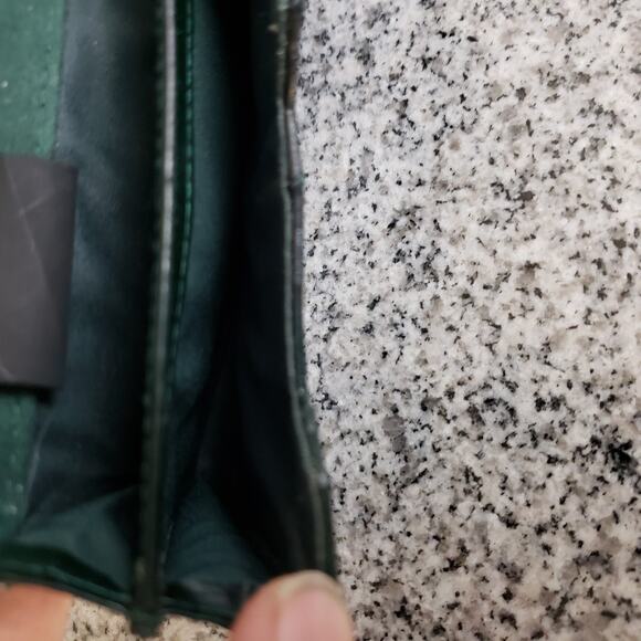 VTG Eel Skin Womens‎ Wallet Black Or Very Deep Green. Green Stitching & Interior - Picture 12 of 16